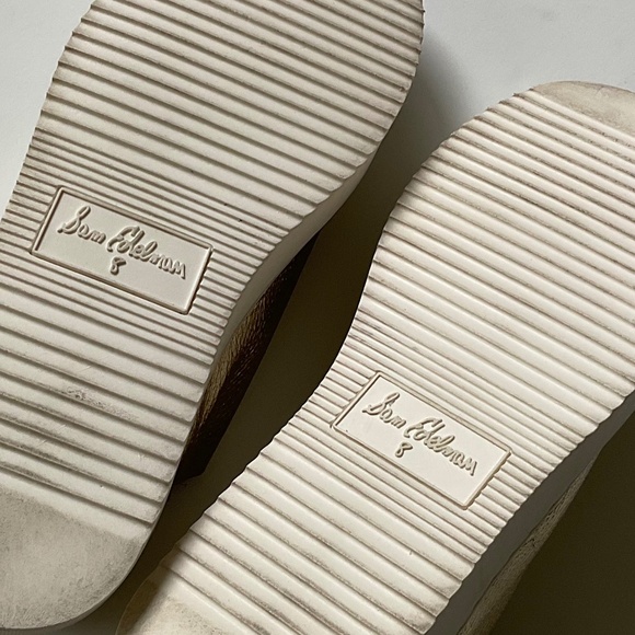 SAM EDELMAN Poppy Lace Up Leather Women’s Sneaker Gold Metallic Size 8 - Picture 4 of 9